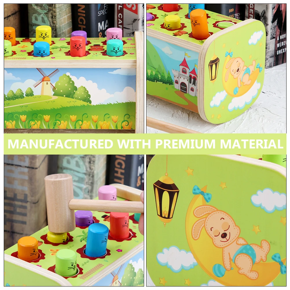 

Toy Smooth Wooden Early education Kids Plaything Hammering Pounding Toddler Learning Domino