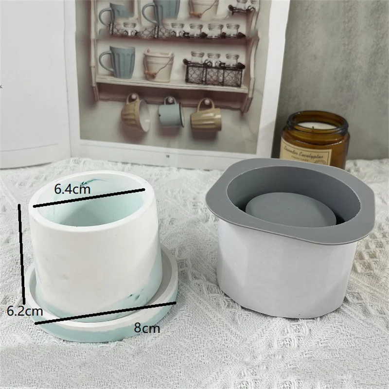 3D Round Square Flowerpot Silicone Mold DIY Aromatherapy Candle  Making Plaster Epoxy Resin Pen Holder Molds Home Decor