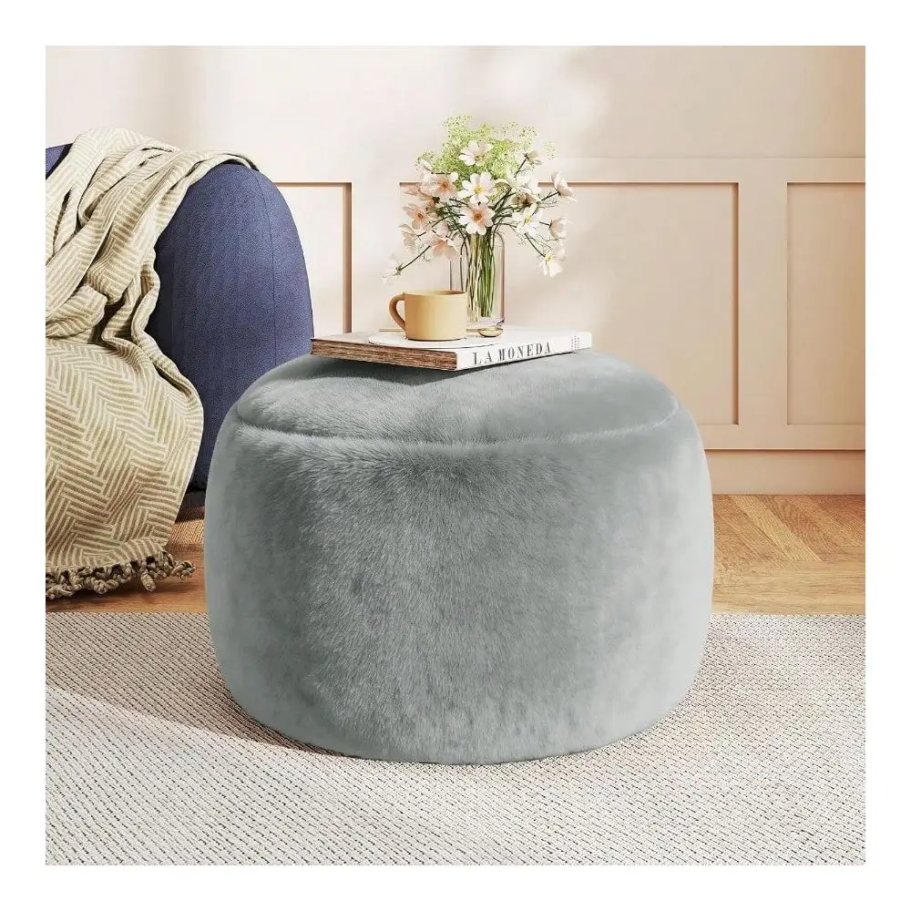 

Stuffed Pouf Ottoman Foot Rest, Faux Fur Poufs With Memory Foam Filling, Ottomans For Living Room, Nursery, Dorm, Soft Foot Sto