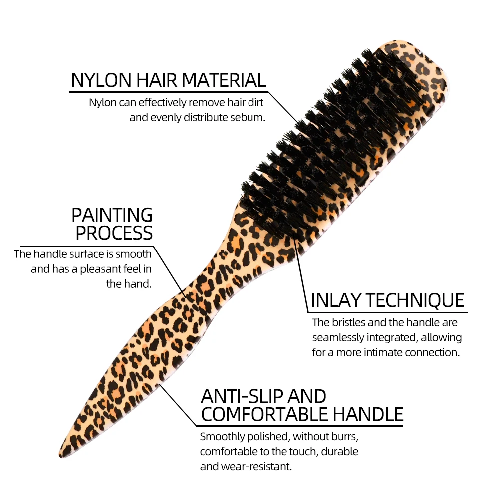 Boar Bristle Slick Back Hair Brush Professional Teasing Backcombing Volumizing Bristle Smooth Frizz Edge Control for Sleek Style