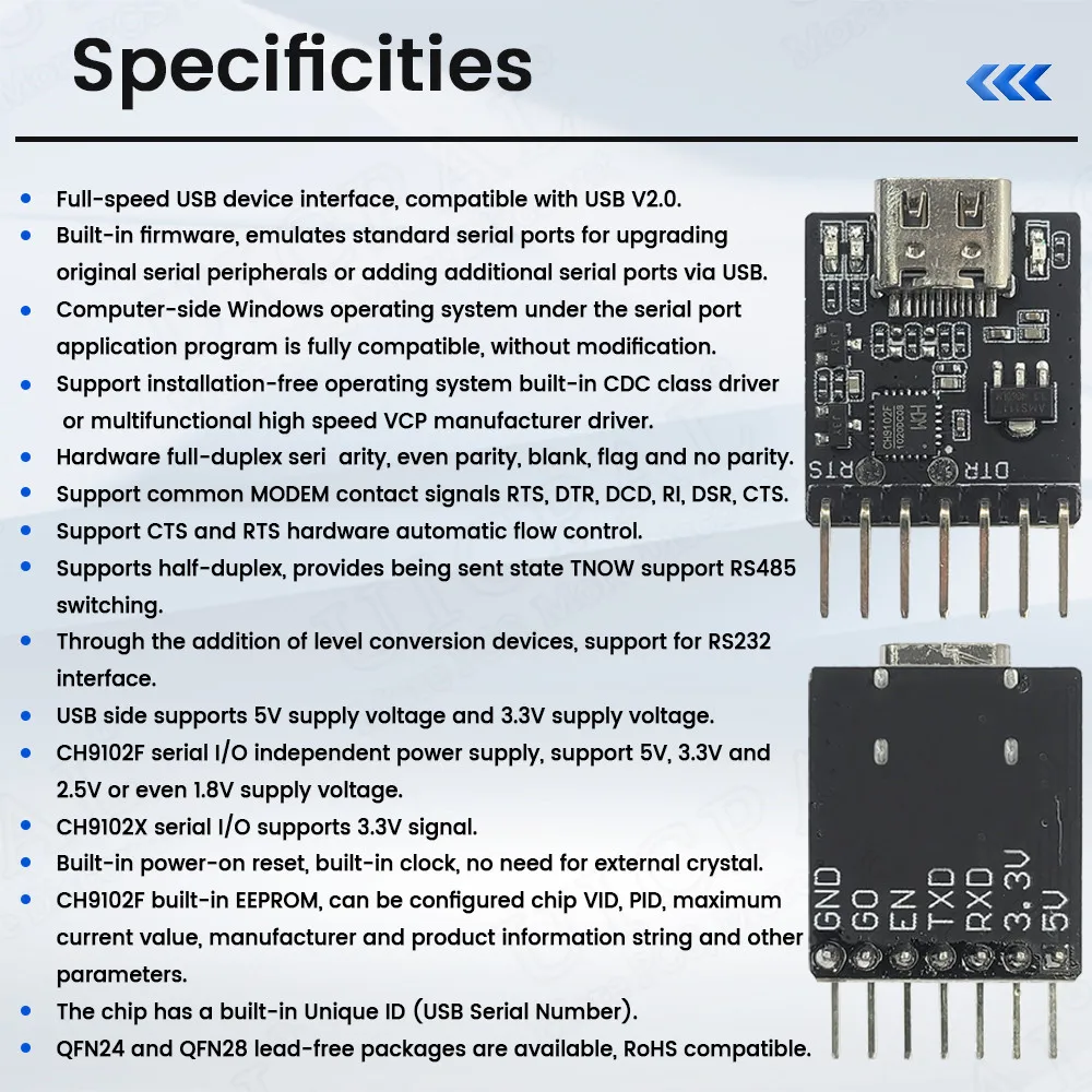 CH9102F Downloader Module Chip Program Burning for ESP32 MINI 7Pin TYPE-C USB to UART RS232 RS485 Serial Port Download