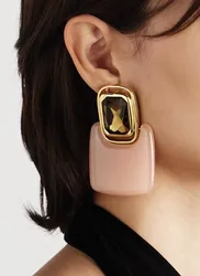 Vintage Geometric Square Acrylic Metal Crystal Earrings for Women Europe And America Personality Exaggerated Party Jewelry Gifts