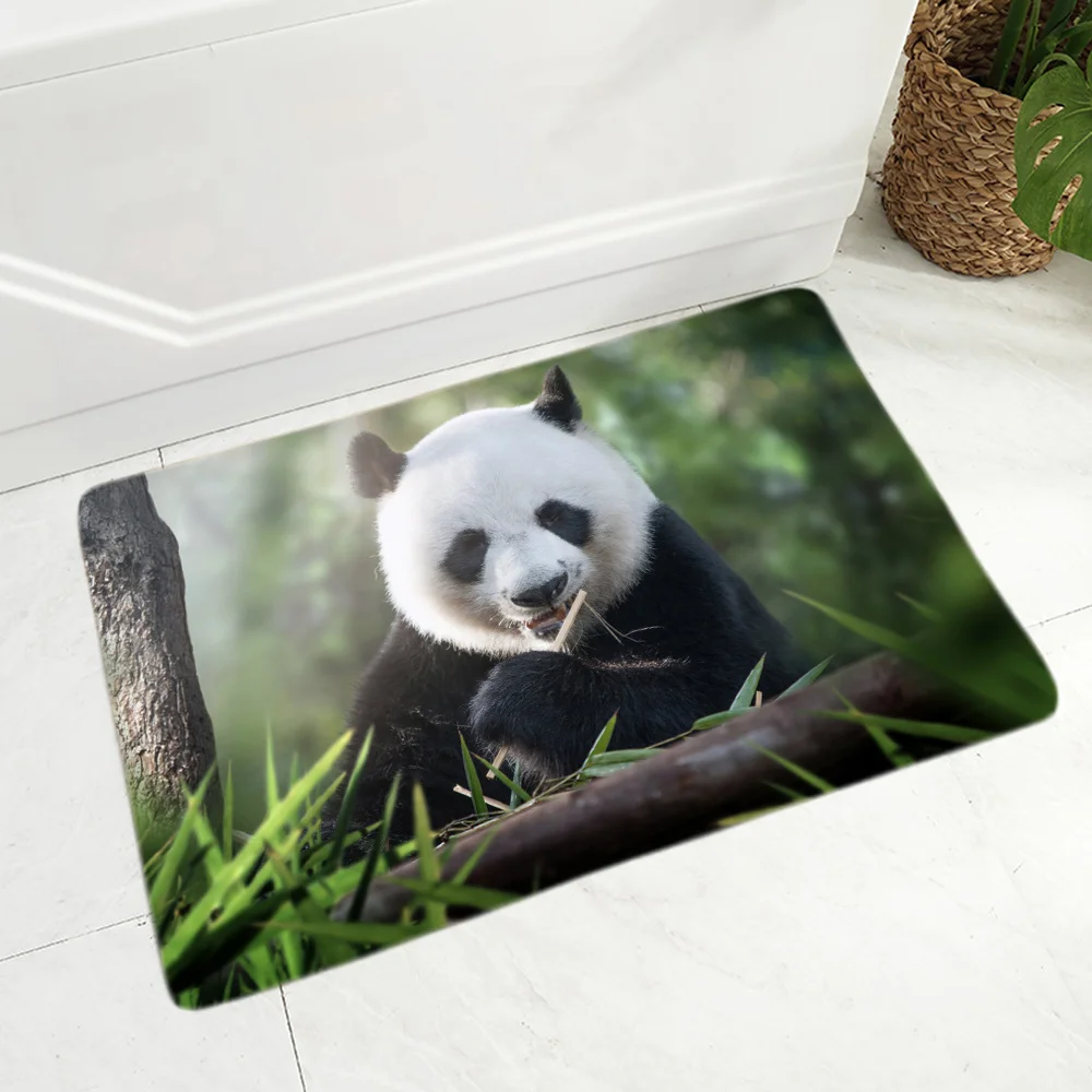 40x60cm Panda Animal Print Ultra Soft Flannel Floor Mat Home Kitchen Bathroom Entrance  Decoration Carpet