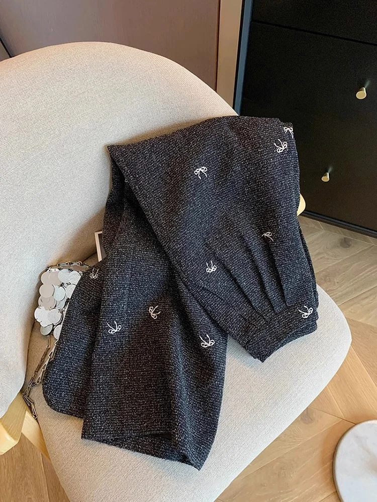 Pantaloni casual a gamba dritta a vita alta Uomo Donna Autunno Inverno Pantaloni lunghi versatili dimagranti larghi Tessuto morbido e confortevole