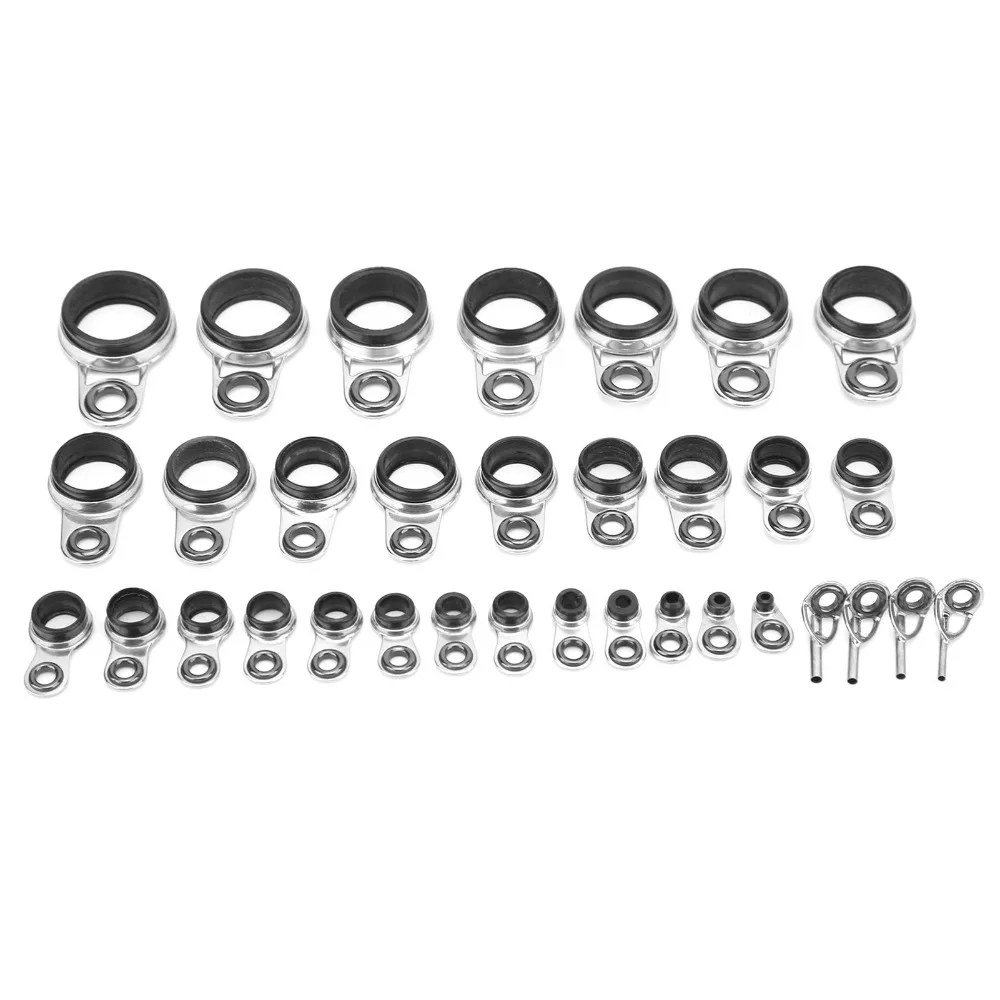 33 قطعة من أدلة صنارة الصيد المصنوعة من الفولاذ المقاوم للصدأ المتينة مع حلقة من السيراميك وأحجام متعددة للعيون وحلقة خط طوف وقضيب قابل للتعديل #1