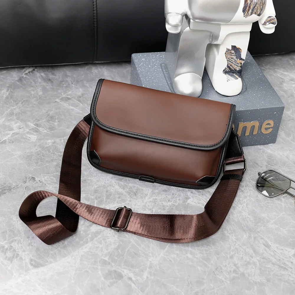 Soft Pu Leather Men\'s Crossbody Bag Vintage Square Messenger Bag Fashion Shoulder Bag For Men Chest Bag Casual Shoulder Bag