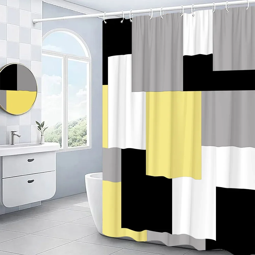 

Black White Gray Graphics Shower Curtains Geometric Creative Modern Simple Decorative Bathroom Accessories Set Bath Curtain
