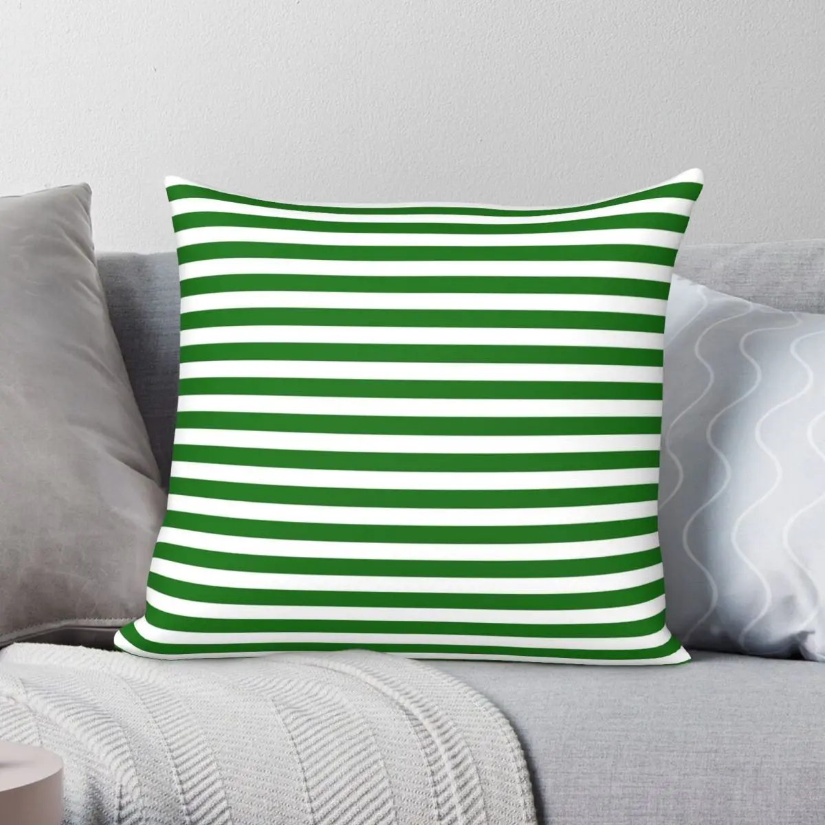 

Green White Stripes Classic Cabana Stripe Square Pillowcase Polyester Linen Velvet Decor Pillow Case Sofa Seater Cushion Cover