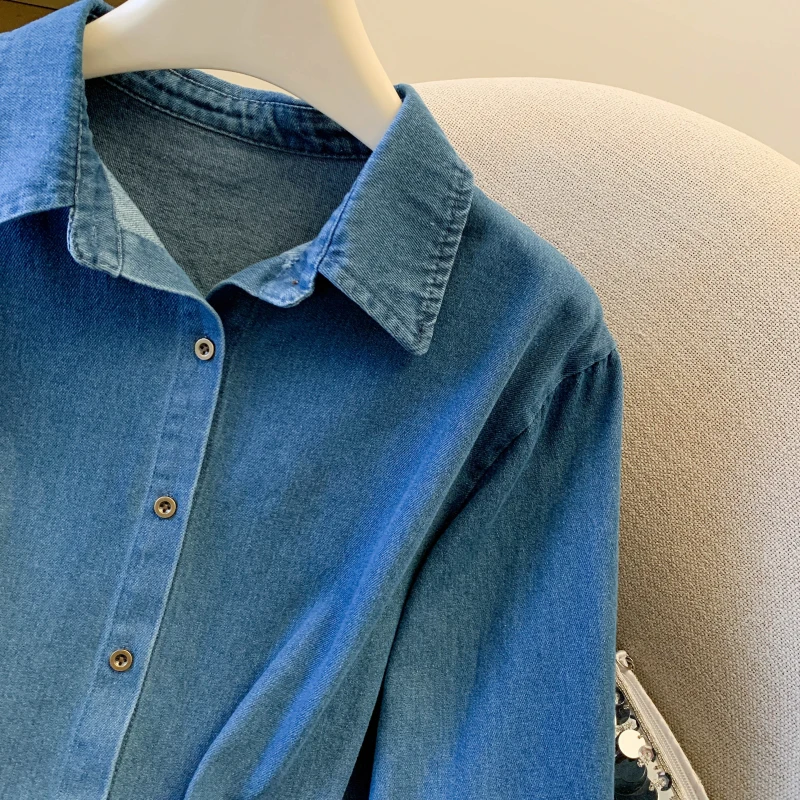 Blouses Shirts Women Shirt Blouse New Long Sleeve Turn Down Collar Casual Cowboy Shirt Blouse Women Tops Blusas Para Mujer