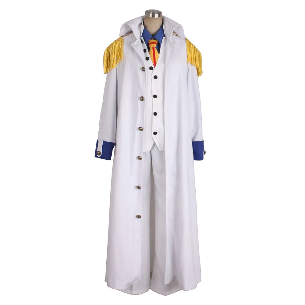 Traje de Cosplay de Anime Piece Kuzan Aokiji, camisa, chaleco, pantalones, corbata, cortavientos, conjunto de ropa para fiesta de Carnaval de Halloween