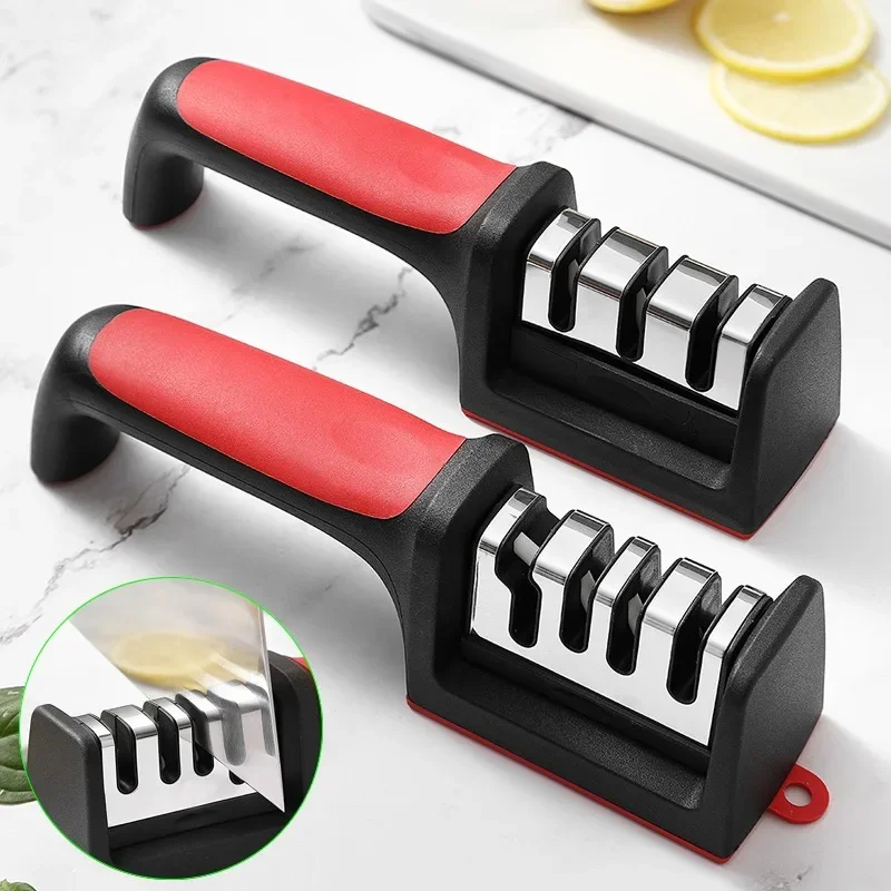 3/4 Segment Knife Sharpener Three-stage Cutting Knife Kitchen Multifunctional Handheld Fast Sharpening Stone  Kitchen Supplies