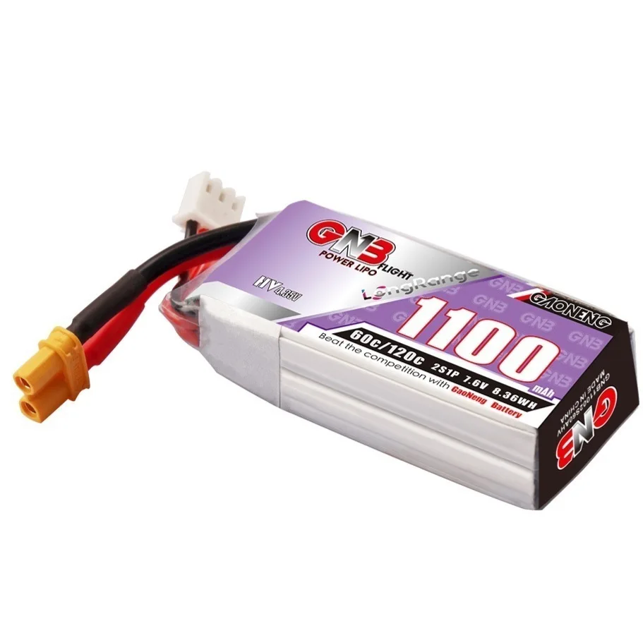 GNB 2S 7.6V 1100mAh 60C/120C HV Lipo Battery for Helicopter Quadcopter FPV Racing Drone RC Parts 7.6V Rechargeable Battery