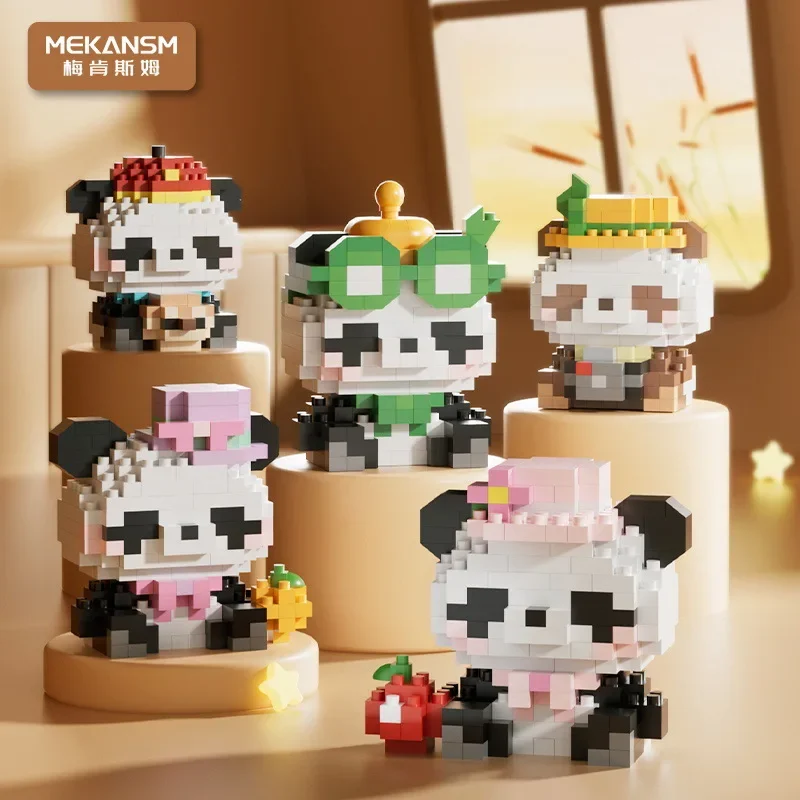 Kawaii Sanrio Panda Micro Bausteine Hallo Kitty Losto DIY 3D Modell MOC Pochacco Mini Ziegel Figur Spielzeug Für Weihnachten Geschenk