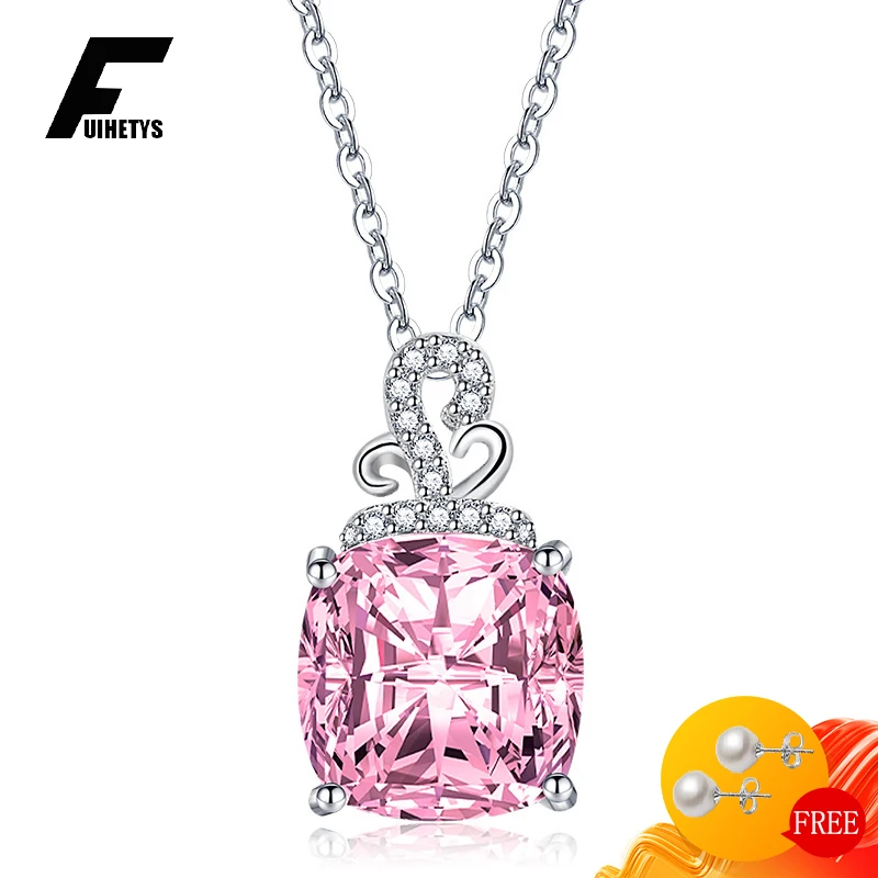 

FUIHETYS Trendy Necklace for Women 925 Silver Jewelry with Zircon Gemstone Pendant Wedding Party Promise Accessories Wholesale