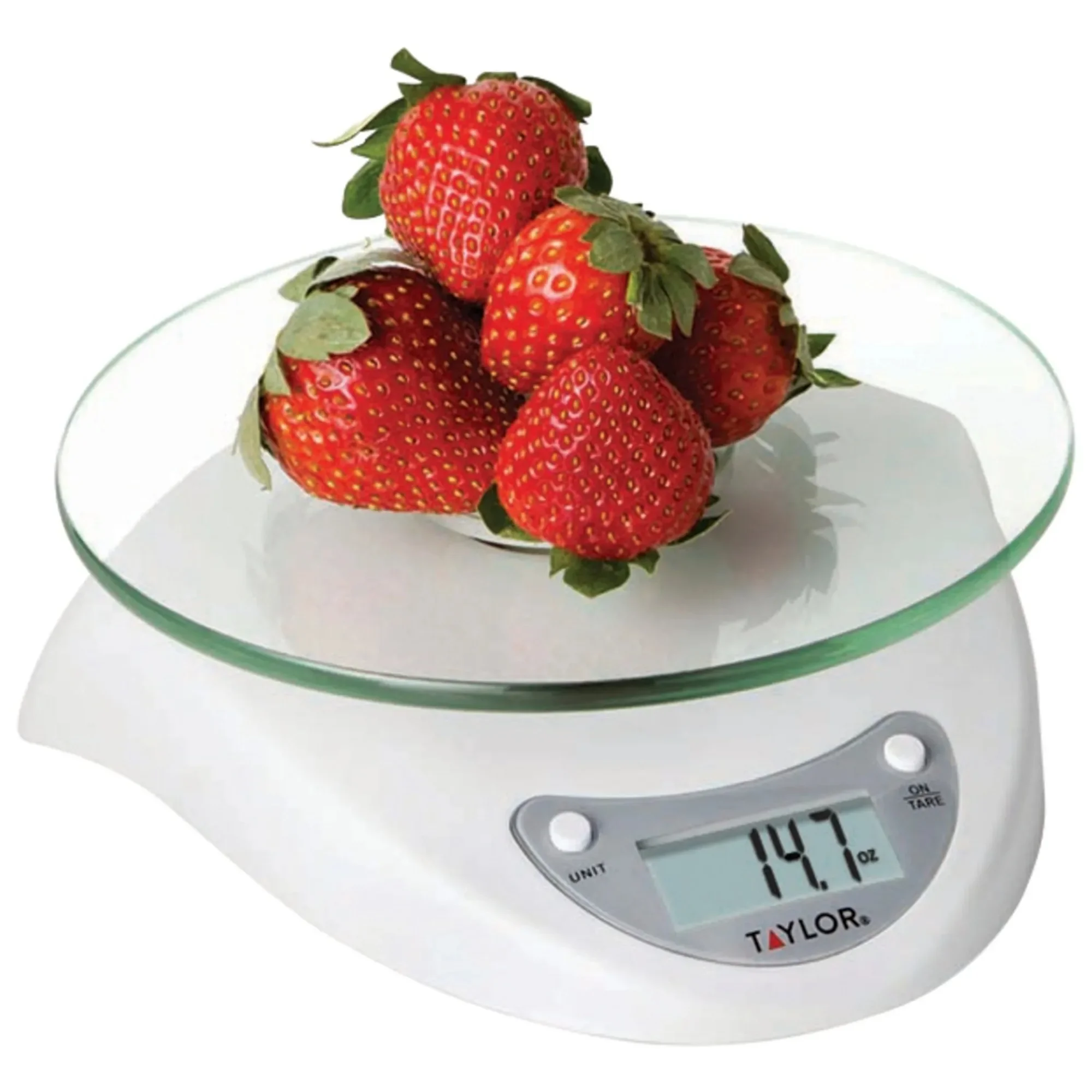 

White Digital Food Scale, Precision Kitchen Scale for Baking, Cooking, Meal Prep, Easy Clean, LCD Display, Compact Design