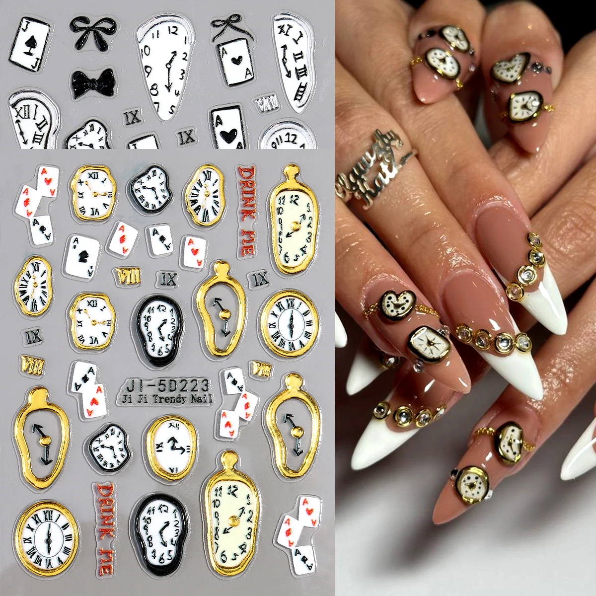 5D Stickers Nails Golden Twisted Clock Strap Watch Design Decals Relief Deocration Art Slider DIY Manicure Decoration Art Access