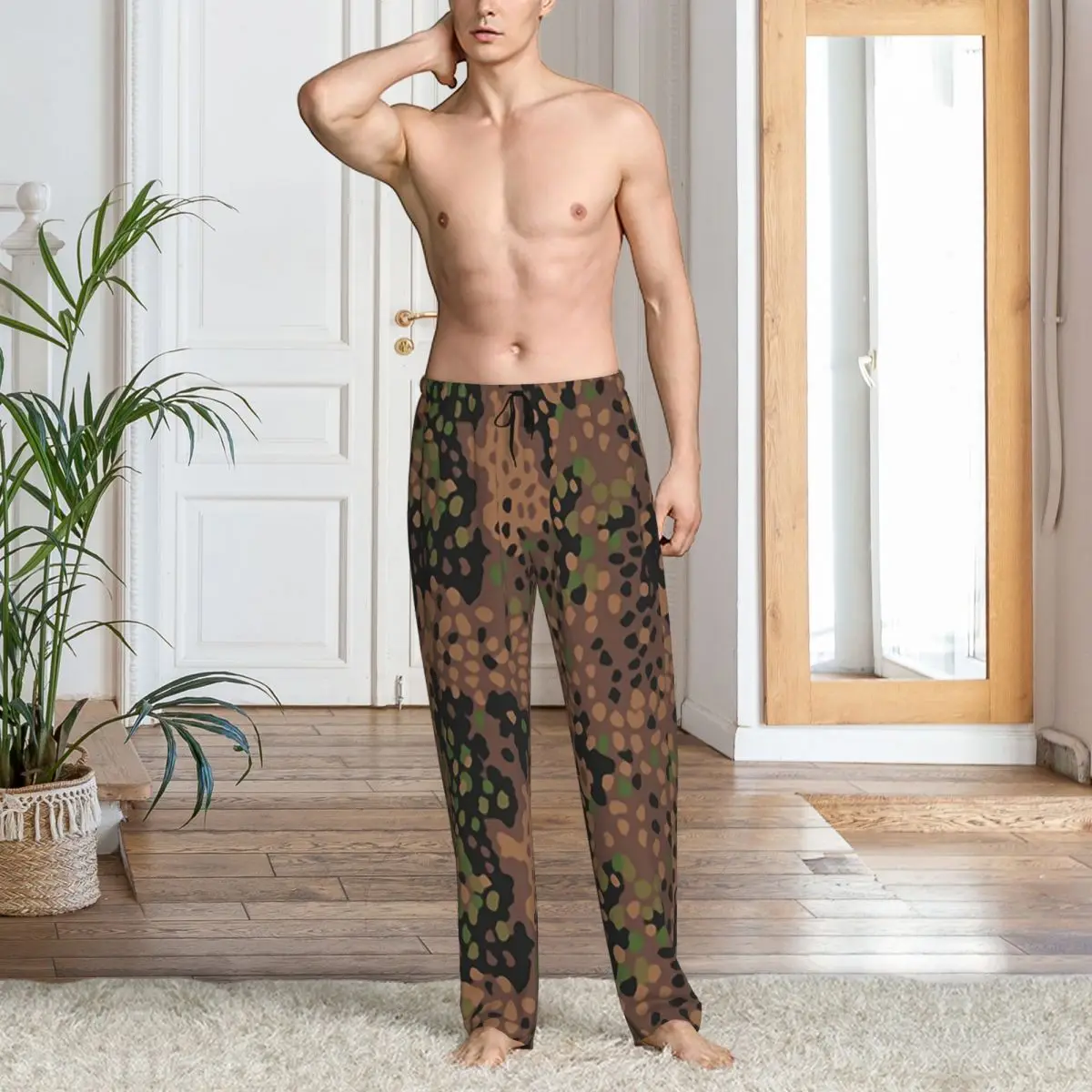 Custom Splintertarn German WW2 Camouflage Army Military Camo Men Pajama Pants Lounge Sleep Sleepwear Bottoms with Pockets view 4