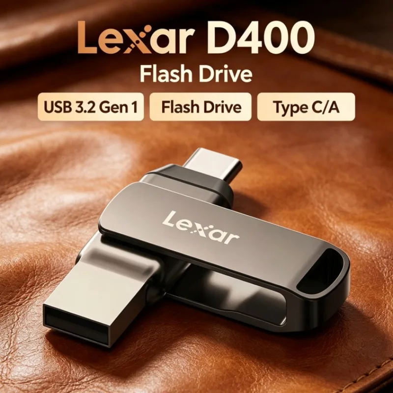 Lexar JumpDrive D400 USB 3.2 Gen 1 Dual Drive USB Flash Drive 32GB 64GB 128GB 256GB Dual Slot Type C/A For Smartphone/PC/Mac