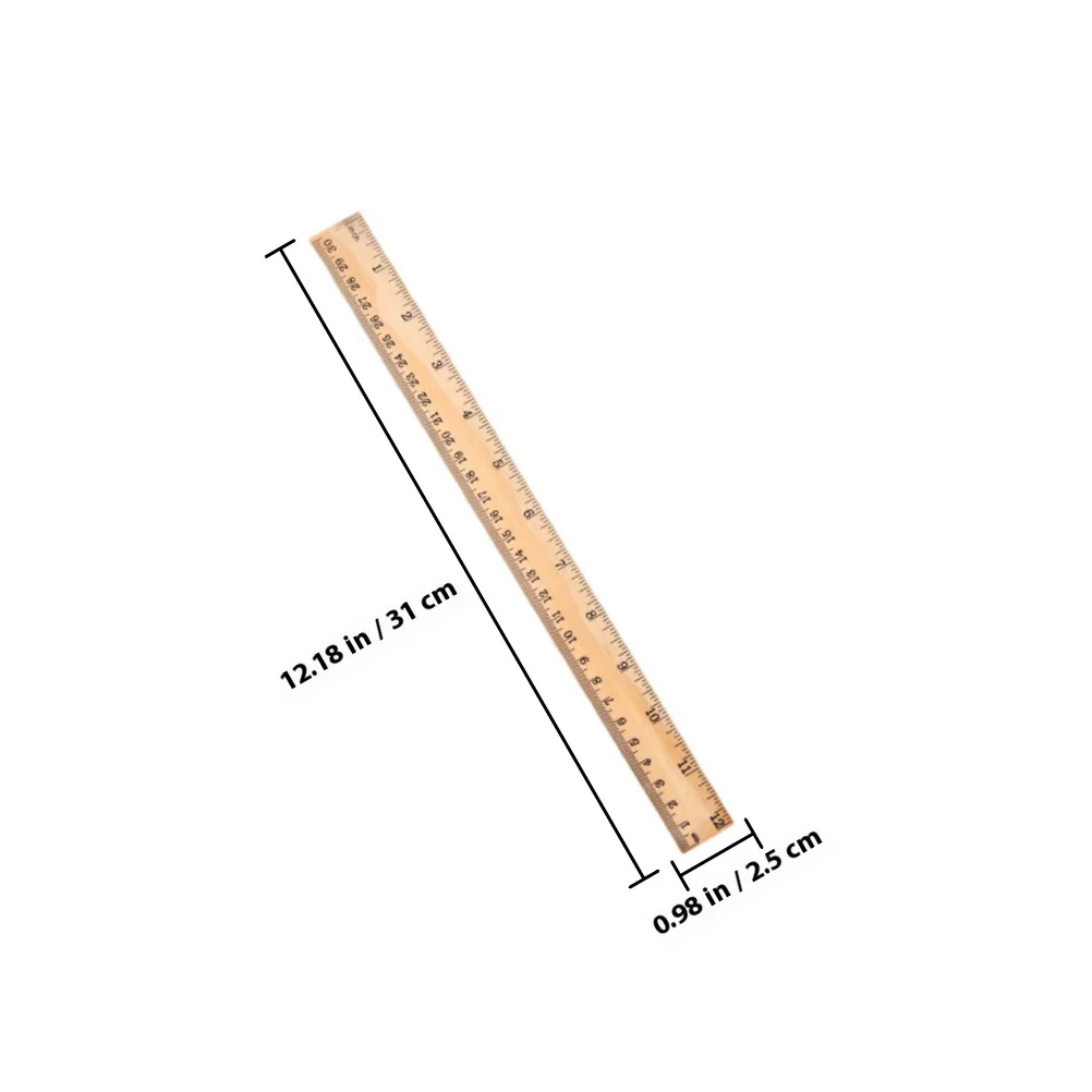 12Pcs Wood Rulers Multi-Function Straight Rulers Practical Measurement School Office Supply Student Accessory Ruler
