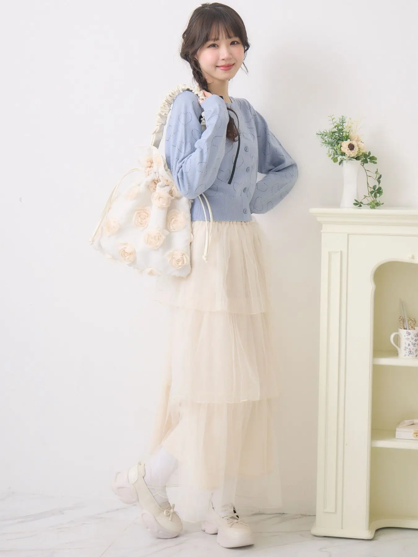 Mochila japonesa, bolso de hombro portátil con cordón de flores dulces y lindas, bolso de mano de tela para ir al trabajo de nueva moda de verano