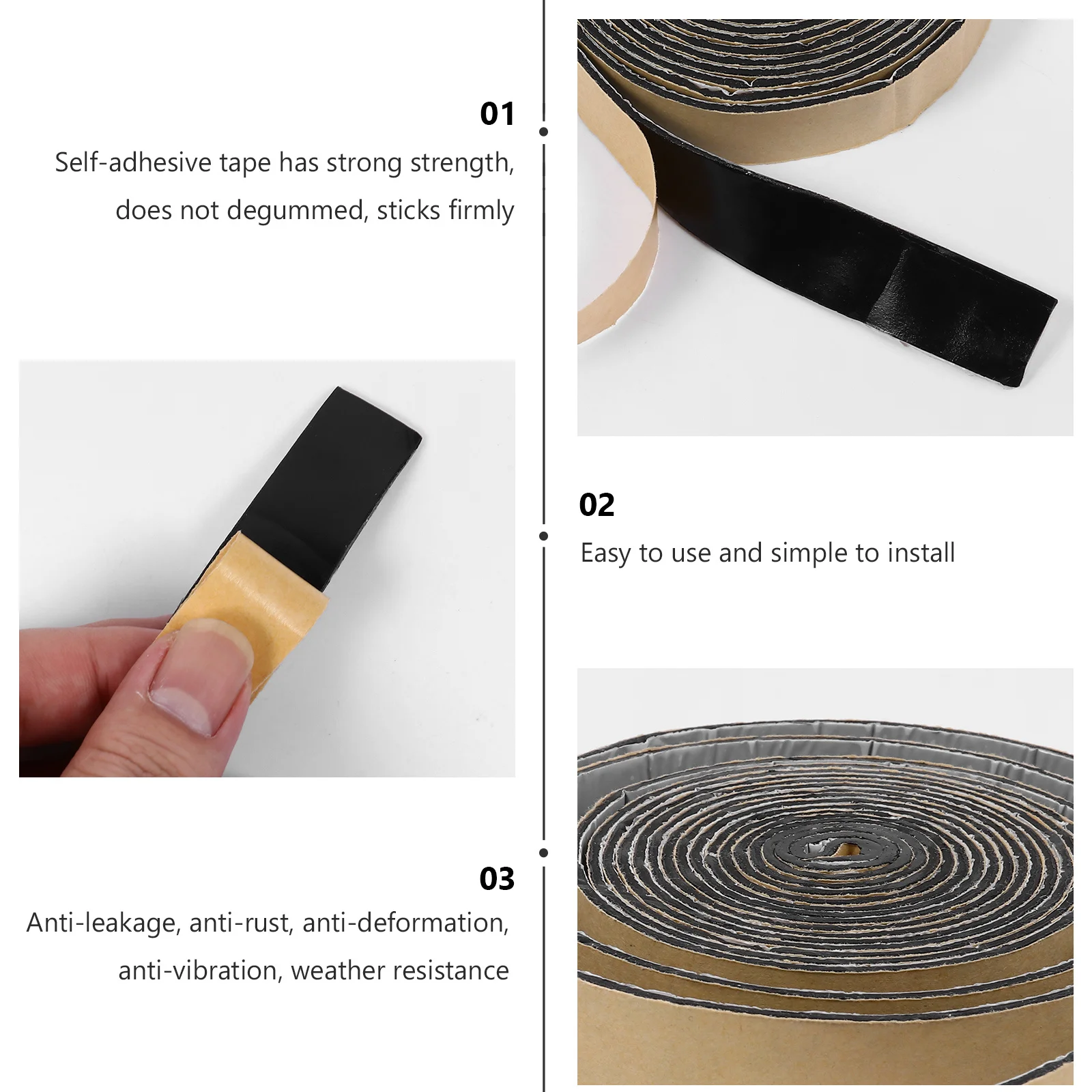 

2pcs Butyl Sealant Tape Black Butyl Rope Waterproof For Car Rv Windshield Window Weld Sound Deadening Sealant Tape For Metal