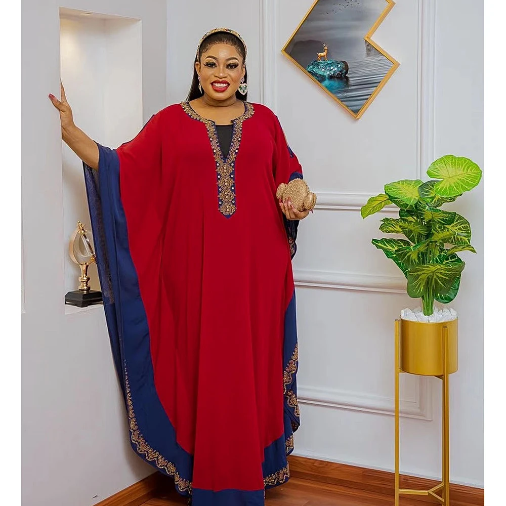 

MD Dubai African Chiffon Abaya Dresses Women Plus Size Muslim Set Clothing Wedding Party Robe Ankara Dashiki Kaftan Boubou