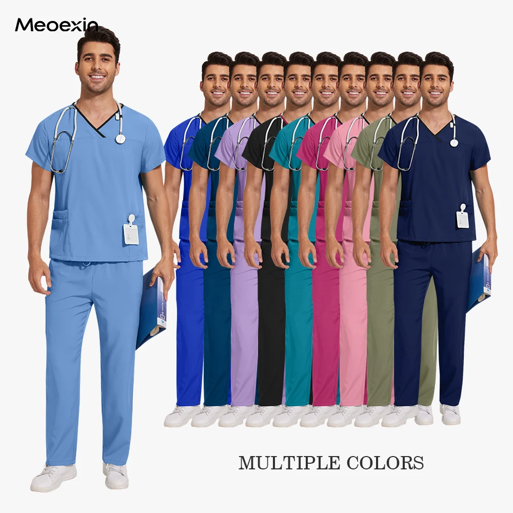 

Short Sleeve Hospital Surgical Uniforms Nurse Scrubs Sets Dental Nursing Doctor Work Clothes Elastic Breathable Scrub Pants Suit