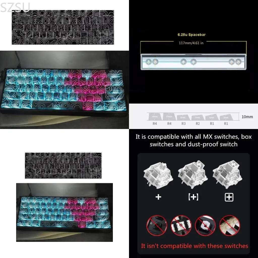

SZSU 64/74Key Translucents Contour3.0 Keycap Original Profile Side Print Backlit