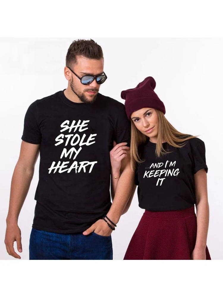 

She Stole My Heart ...And I'm Keeping It Short Sleeve T-Shirt Valentine Funny Couples T Shirt Matching Couple Outfist Clothing