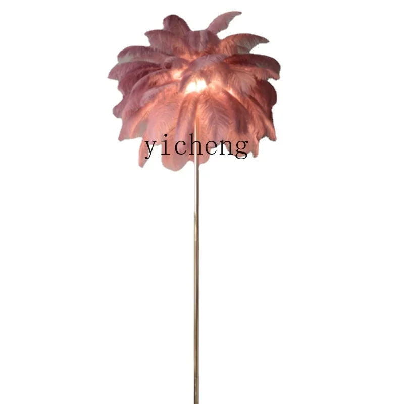 ZK Feather Floor Wedding Road Lead Lamp Nordic Ins Remote Control Tea Table Storage Rack Charging Floor Lamp