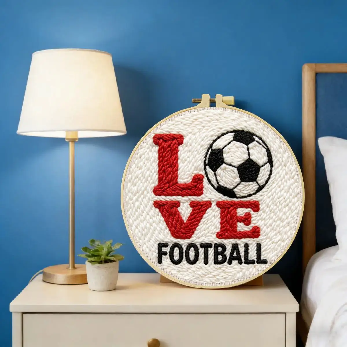 20X20CM/7,87 Zoll Love Football Punch-Nadel-Stickerei-Set, Stickerei, gestrickte Stickerei, DIY, handgemachtes Geschenk, Heimdekoration – Detail 6