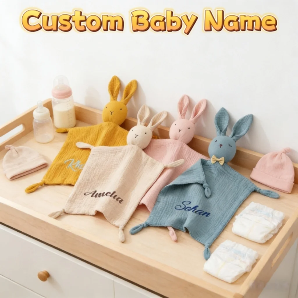 

Personalized Baby Name Comforter Blanket - Customized Name Newborn Gift Soft Infant Blanket for Baby Girl Baby Shower Present