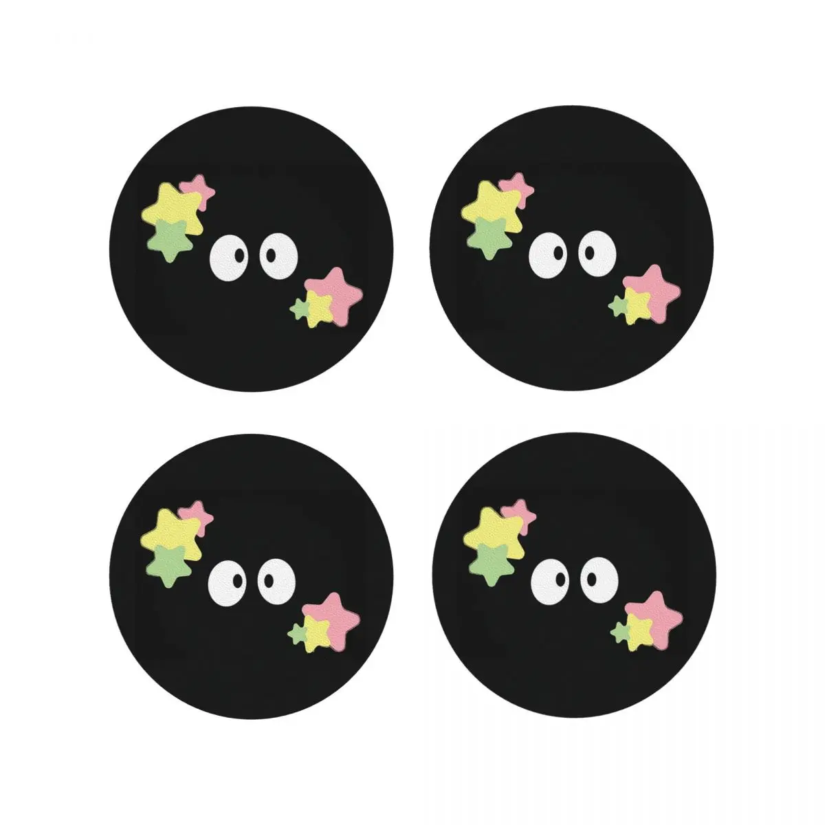 

Soot Studio Ghibli Coasters Kitchen Placemats Waterproof Insulation Cup Coffee Mats For Decor Home Tableware Pads Set of 4