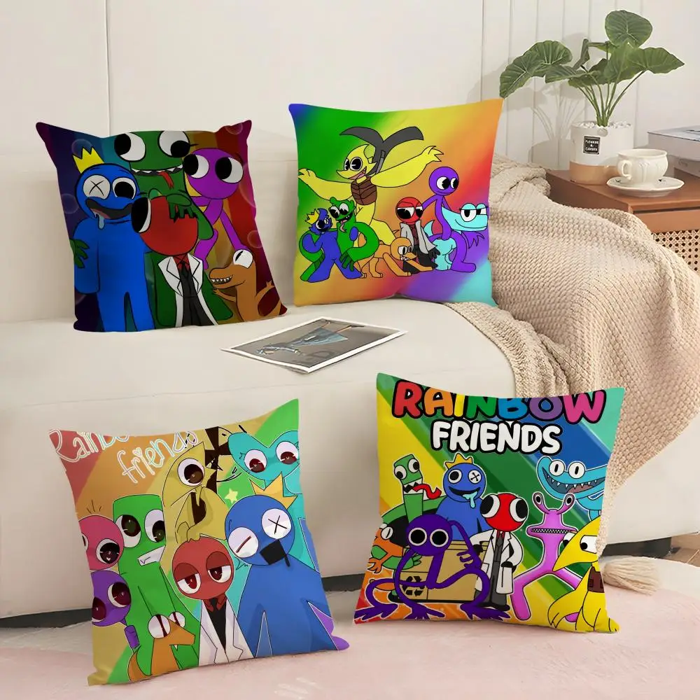 

Чехол для подушки Game R-Rainbow Friends, шелковистая короткая плюшевая наволочка с невидимой молнией, пылезащитная наволочка для дивана для домашнего декора