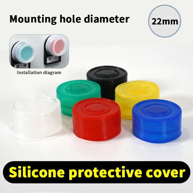 100PCS Waterproof and Dustproof 22mm Round Silicone Protective Cover Transparent Red Green Black XB2/XB5 Button Switch IP67
