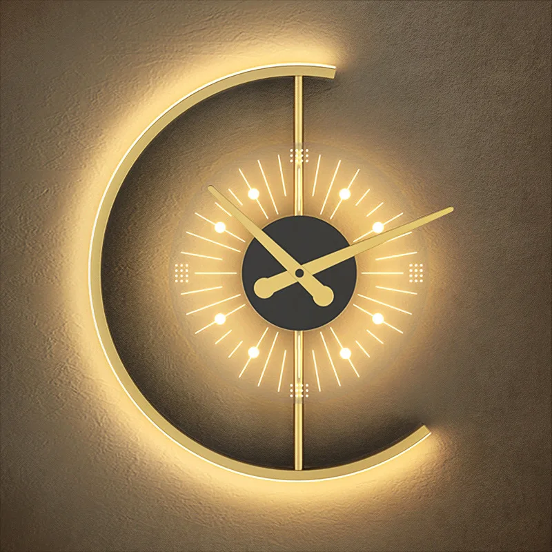 

Clock wall lamp, bedroom bedside lamp, Nordic light luxury creative living room background wall lamp, modeling decoration