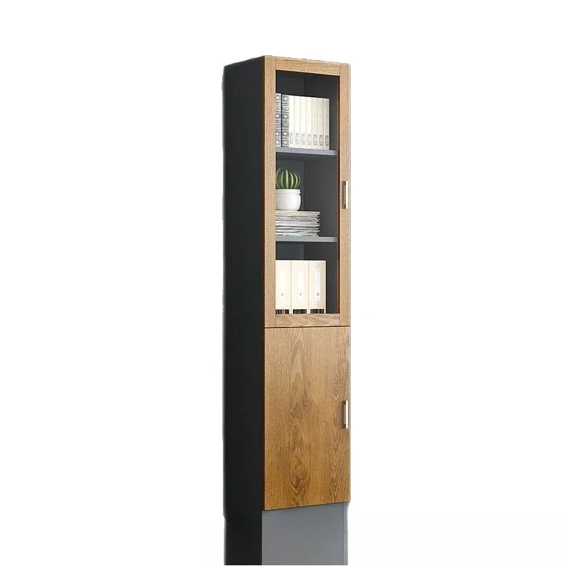 

Office File Cabinet Wooden File Cabinet Simple Modern Glass Bookcase with Door Floor Storage Locker