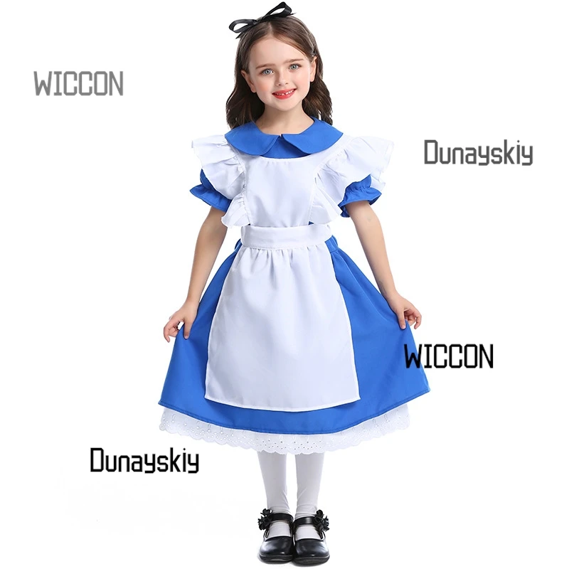 Tiefblaues süßes Dienstmädchenkostüm Lolita Halloween Weihnachten Oktoberfest Prinzessinnenkleid Performance Kostüm Cosplay Party