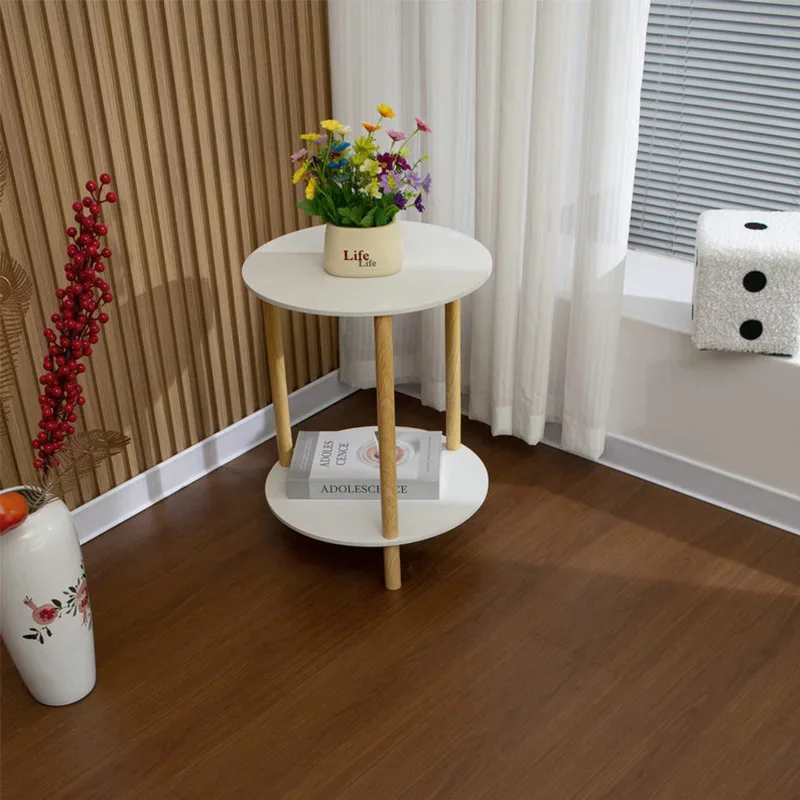 Modern Wood Bedside Table Living Room table Sofa Sedentary Dining table Small Bed Side Table Round Night stand Bedroom Furniture image 6