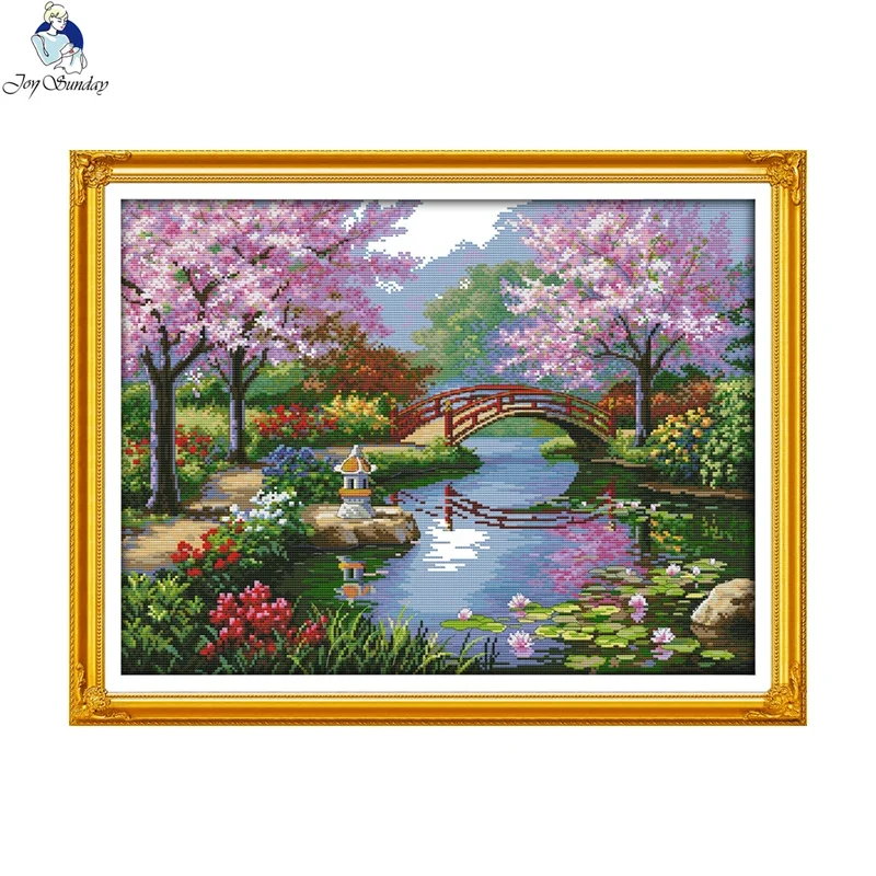 

Радость воскресенье Красивый пейзаж парка Картина 11CT Счетный напечатанный на холсте 14CT Набор для вышивки крестом Набор для рукоделия