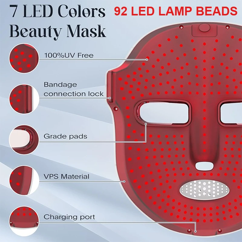 KEMOKO 7 ألوان قناع الوجه LED الفوتون قناع تجميل الوجه تجديد الجلد مكافحة حب الشباب إصلاح العناية بالبشرة تشديد مكافحة الشيخوخة #2