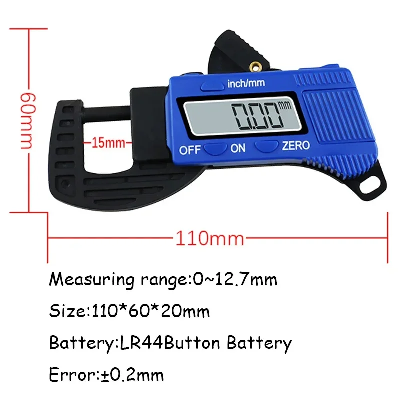 Thickness Gauge 0-12.7mm Tester  Caliper Meter Width Measure Tools Digital Display Jewel Pearl Diameter Measurement