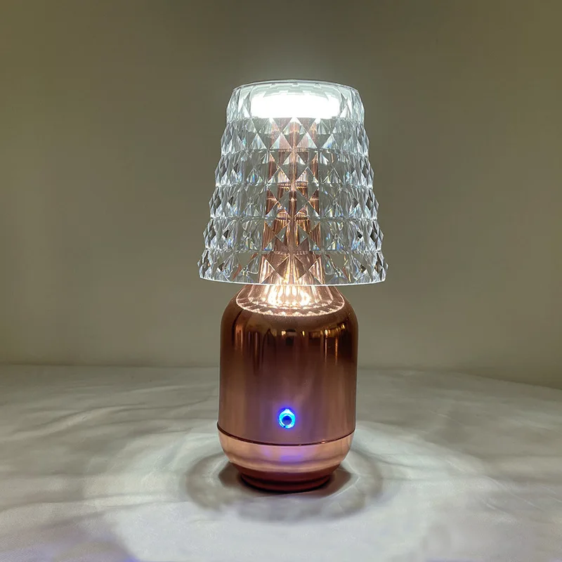 Lampe de Table nordique rétro en diamant, bouteille de vin en cristal, veilleuse LED pour chambre à coucher, Rechargeable par USB, ambiance créative, pour bureau