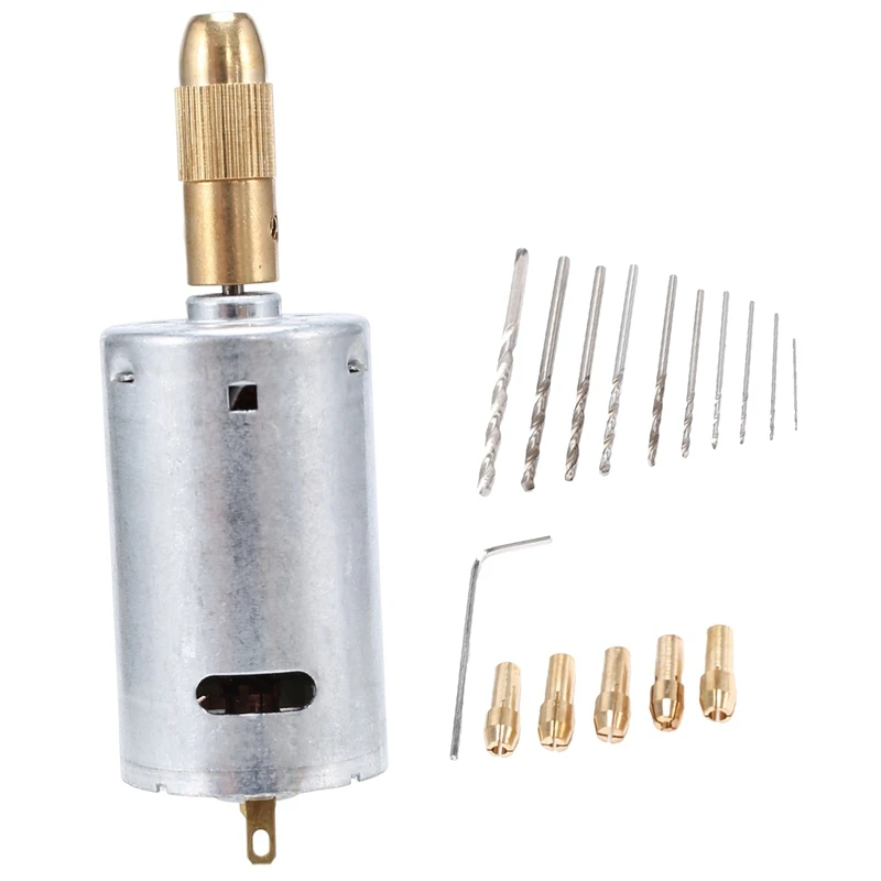 Mini Electric Hand Drill Bit Set DC 12V Motor 0.5-3mm HSS Twist Drill Bit with 5Pcs Chuck Collets Fits Drilling Hole Saw-A62I - view 3