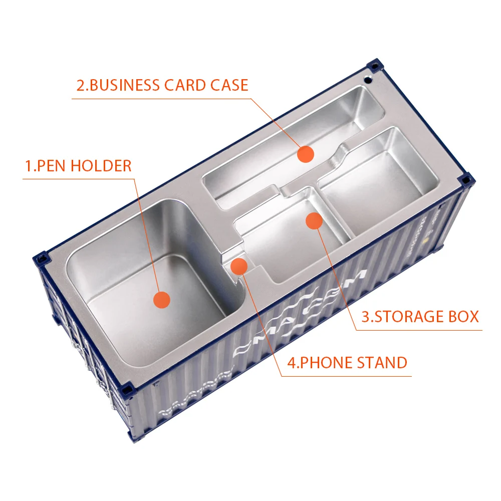 Imagem -03 - Multifuncional Pen Holder Caixa de Cartão de Visita 1:30 Mini Shipping Container Modelo Organizador de Mesa Presente Criativo Essencial Personalizado