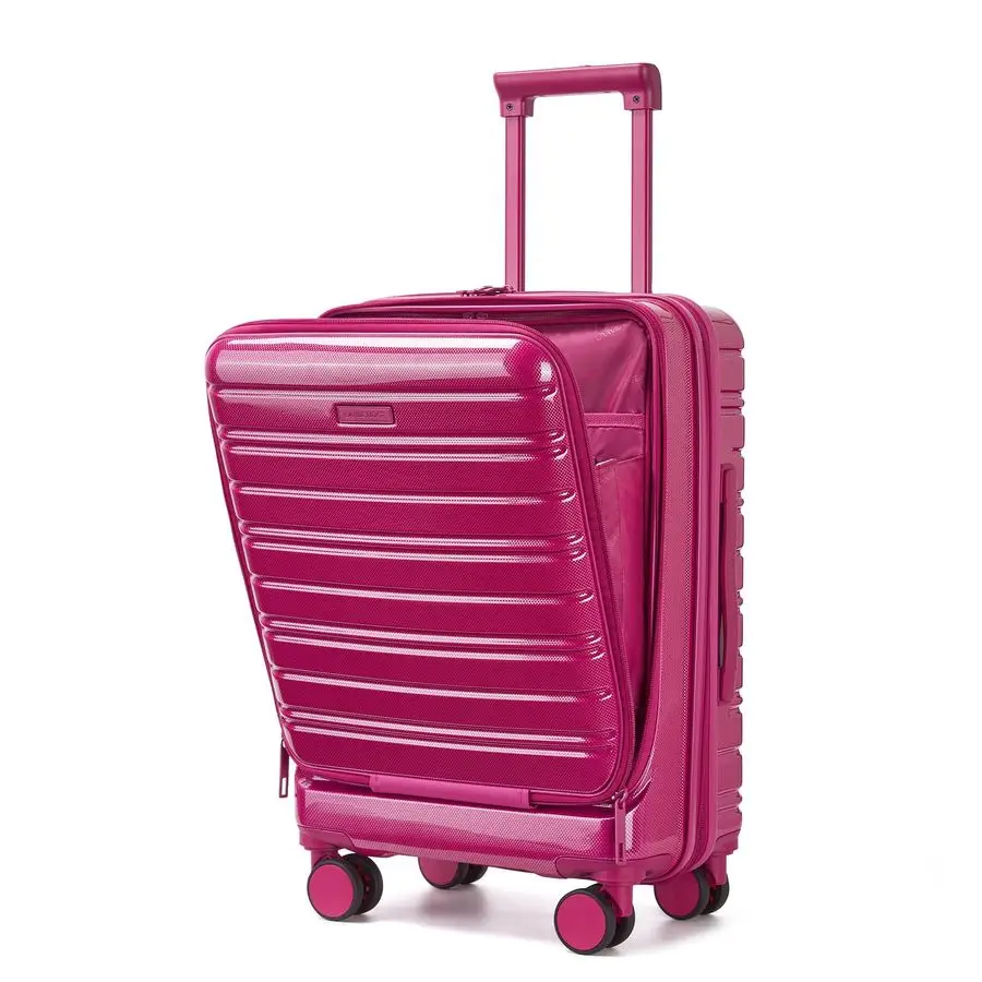 กระเป๋าเดินทางขนาด 22x14x9 นิ้ว ได้รับการรับรองจากสายการบิน, กระเป๋าเดินทางแบบแข็งขยายได้ขนาด 20 นิ้ว ทำจากวัสดุ PCABS พร้อมช่องเก็บของด้านหน้า ล้อหมุนได้ พร้อมระบบล็อค TSA