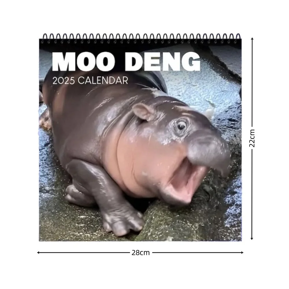 Trendy 2025 Moo Deng Kalender Baby Nilpferd Kreative Nilpferd Kalender 50 stücke Kupferstich Papier Hängen Desktop Dekoration