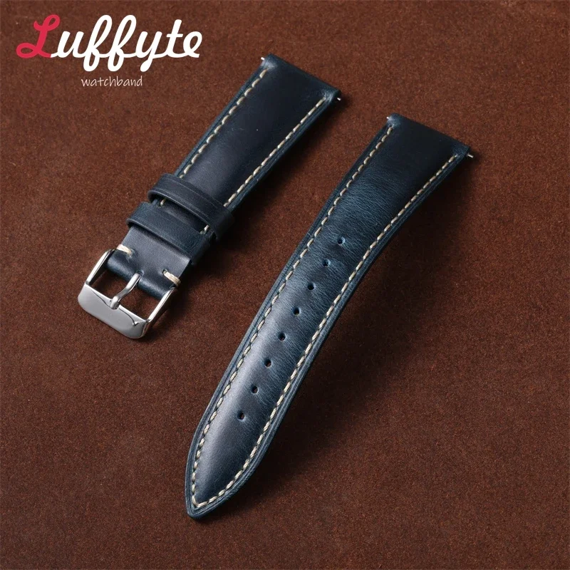 النفط الشمع تلون جلد طبيعي حزام ساعة اليد 18 مللي متر 19 مللي متر 20 مللي متر 21 مللي متر 22 مللي متر الإفراج السريع العالمي استبدال حزام الساعات