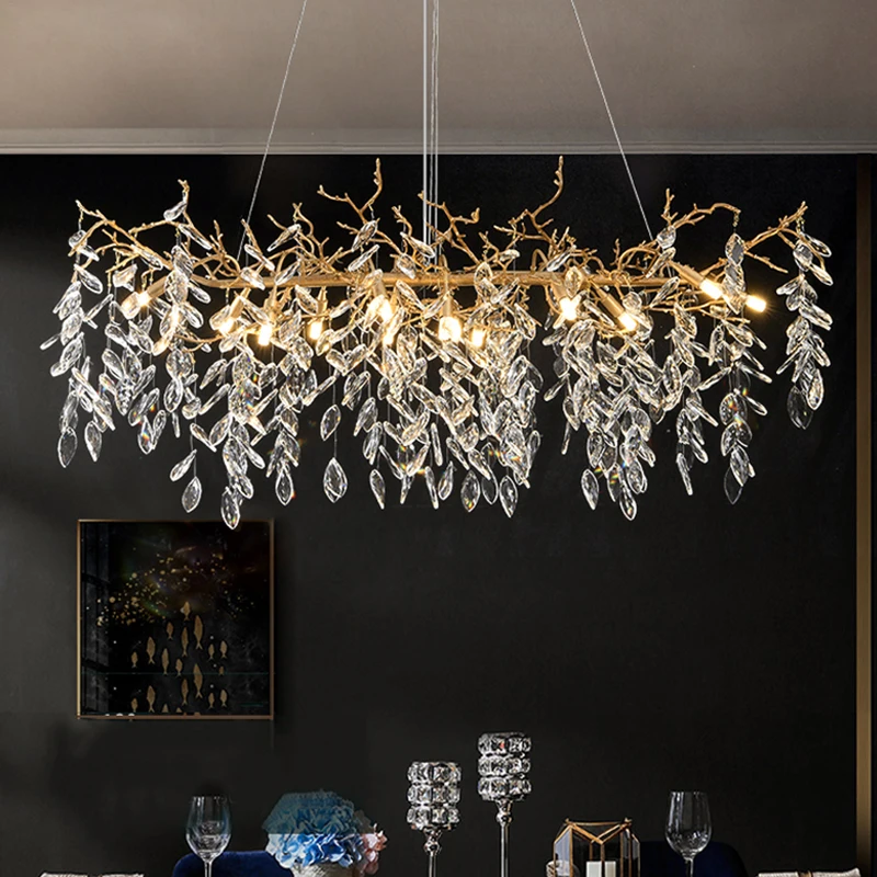 

Modern LED Chandelier Luxurious Crystal Dining Room Living Room Ceiling Chandelier Indoor Lighting Glossy Ring Pendant Lights