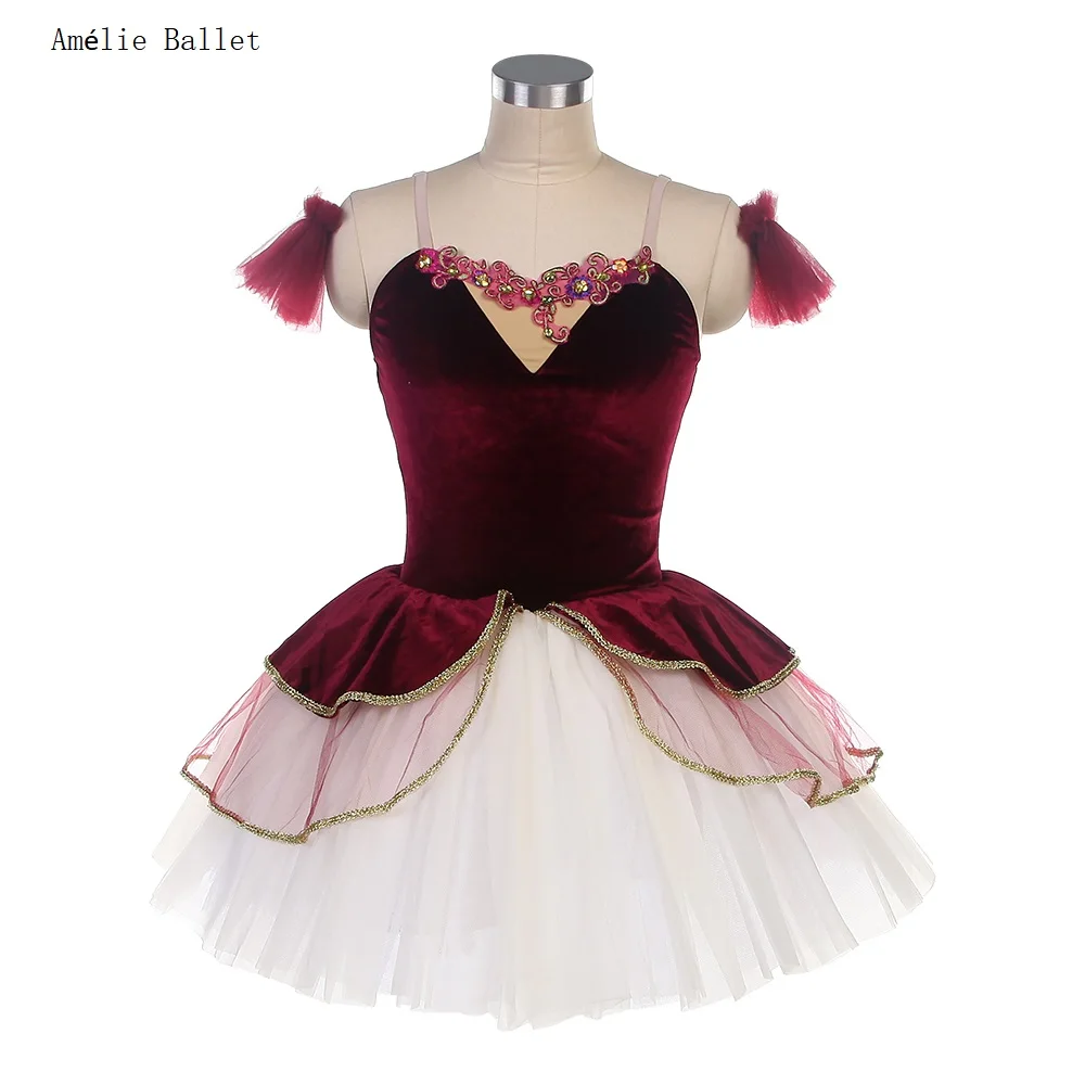 21025-burgundy-velvet-bodice-with-white-platter-tutu-skirts-women-girls-ballet-stage-performance-dance-tutus-puffy-tutu-dress